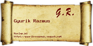 Gyurik Razmus névjegykártya